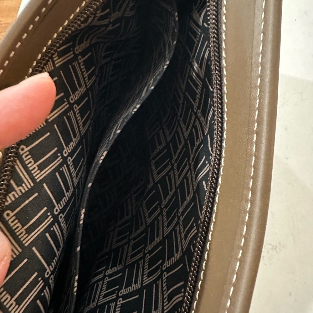 Vintage Dunhill Herringbone Brown and Black Leather Clutch - Picture 7 of 8